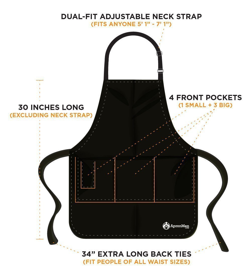 Funny Apron for Men - Dad The Man The Myth The Grill Master - Adjustable  Large 1 Size Fits All - Poly/Cotton Apron with 2 Pockets - BBQ Gift Apron  for Father, Husband, Chef