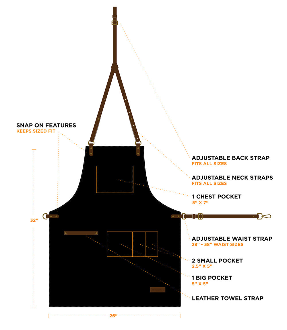 Barista Apron - Hickory Brown 14oz Waxed Canvas