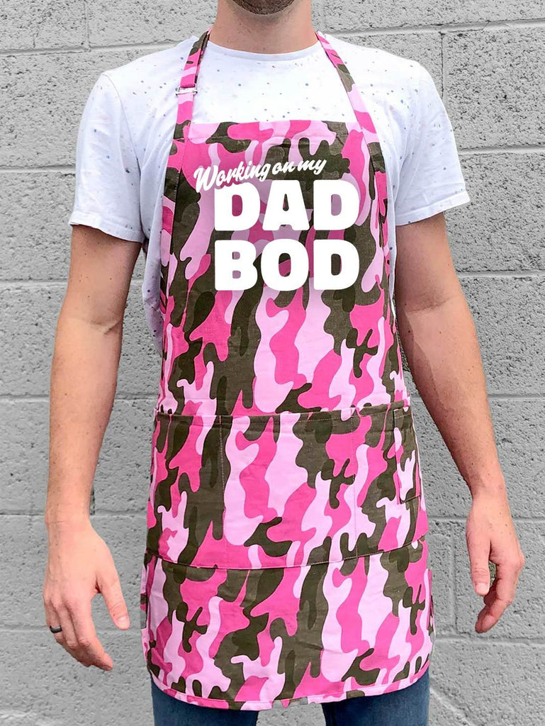 Working On My Dad Bod Apron - Pink Camo