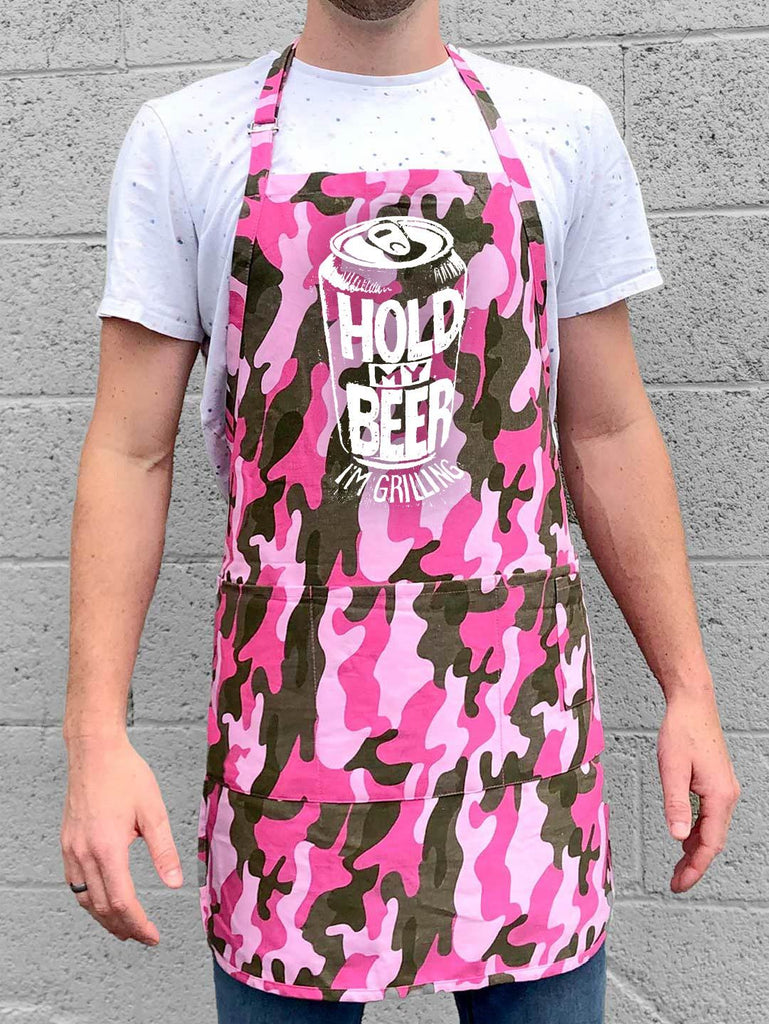 Hold My Beer Apron - Pink Camo