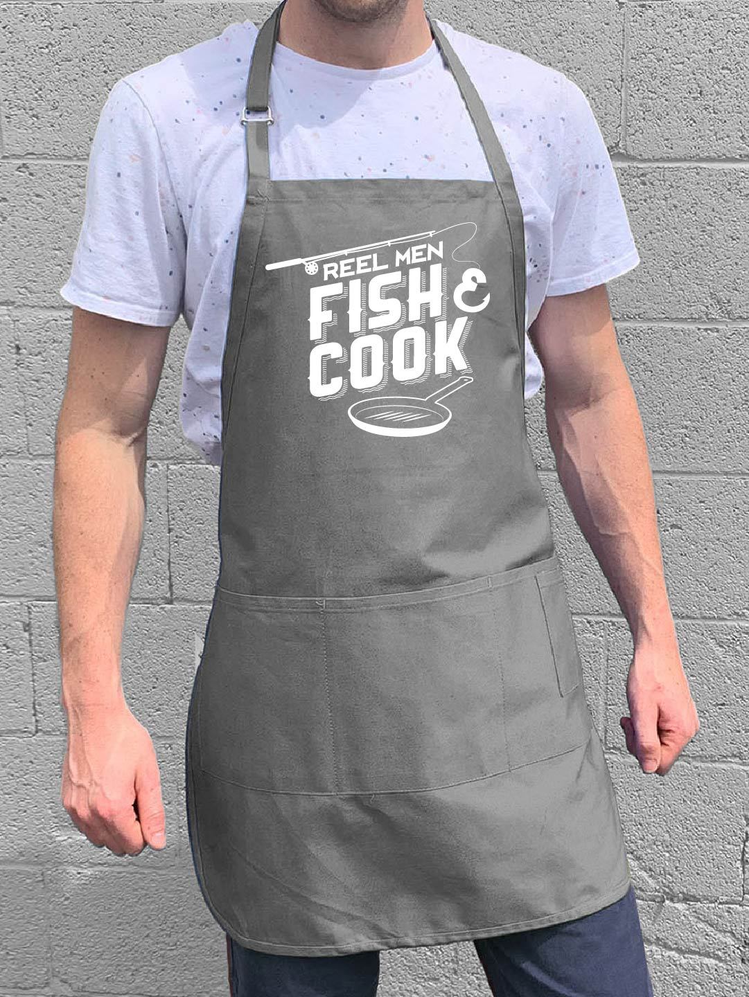 fish man kitchen accessories Reel Men Fish & Cook - Men's Apron